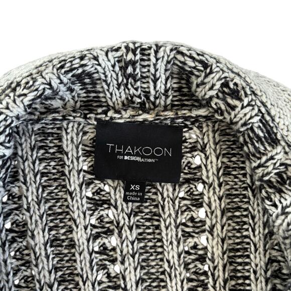 Thakoon Ivory and Black Knit Open Chunky Cardigan Sweater Women’s Size XS - Picture 3 of 7